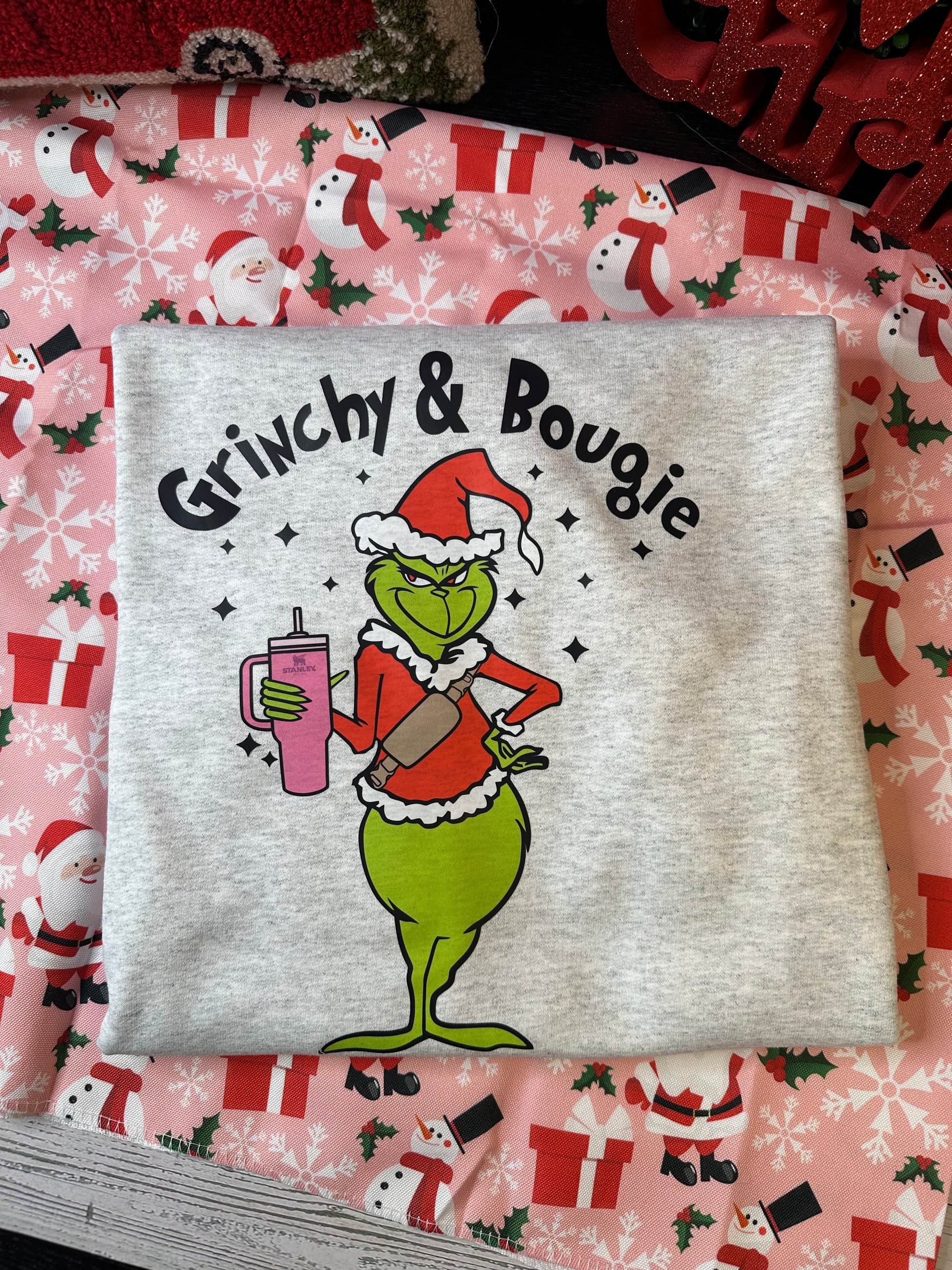 Grinchy & Bougie Sweatshirt - Willow Love Bug Designs 