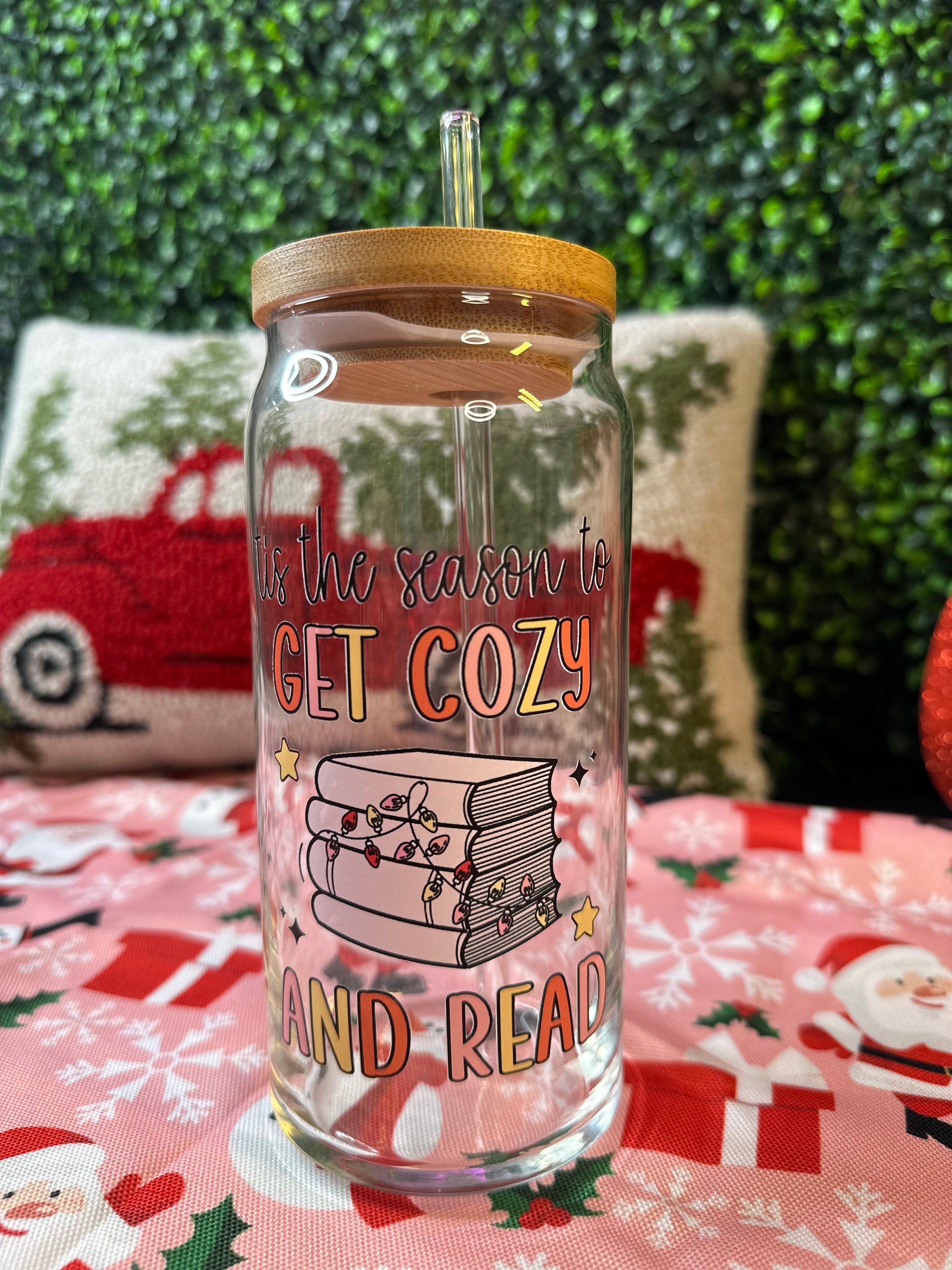 Get Cozy And Read Glass Cup - Willow Love Bug Designs 