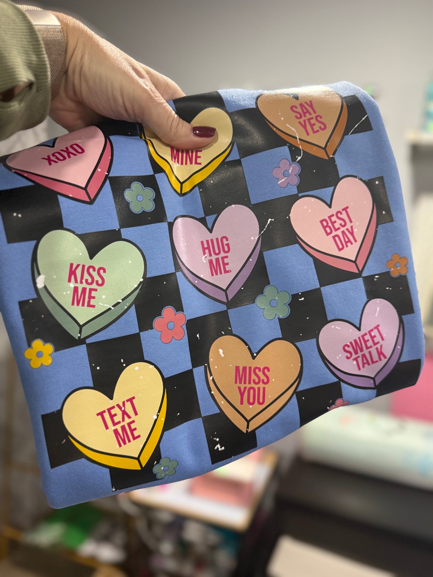 Valentines Day Conversational Love Hearts Crewneck Sweatshirt