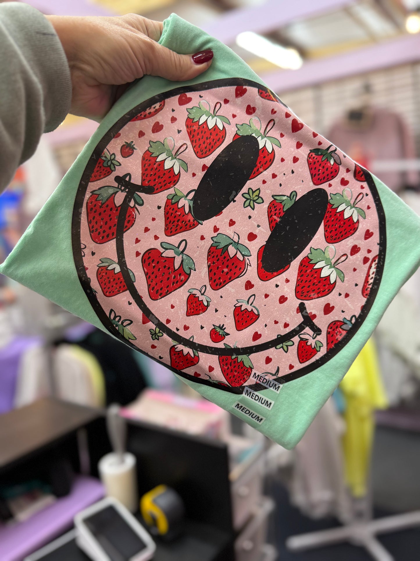 Strawberry Smiley Comfort Colors Tee