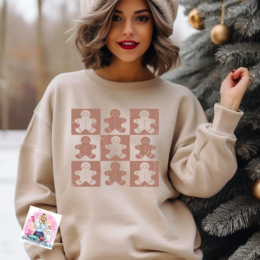 Gingerbread Checkered Tan Sweatshirt