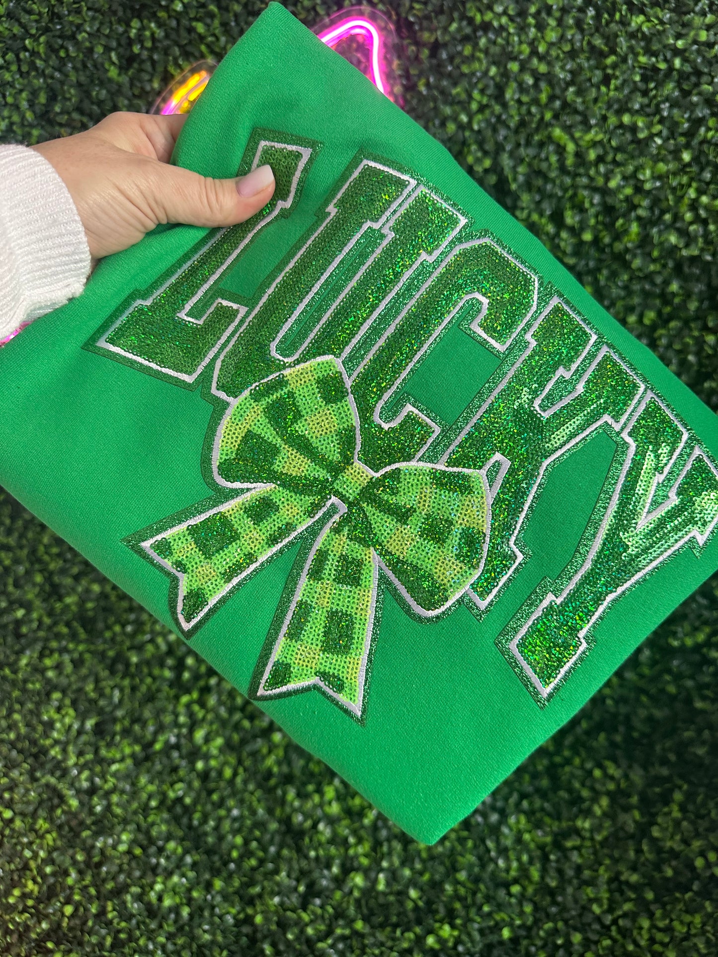 LUCKY Sequins Patch St.Patrick’s Day Sweatshirt