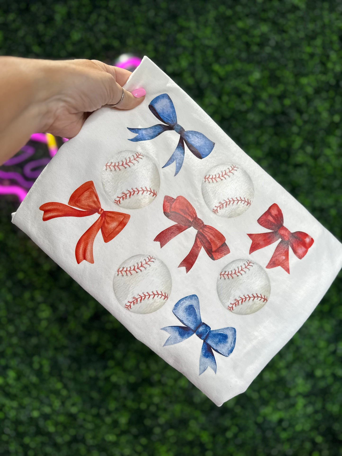 Baseball Patriotic Bows Tee Comfort Colors Unisex