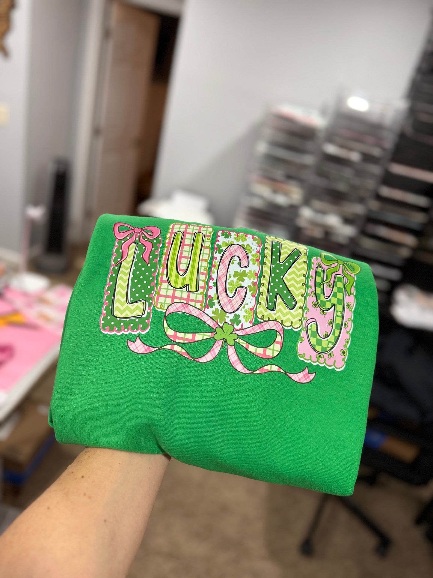 LUCKY 🍀 St. Patrick’s Day Crewneck Sweatshirt Green Gildan