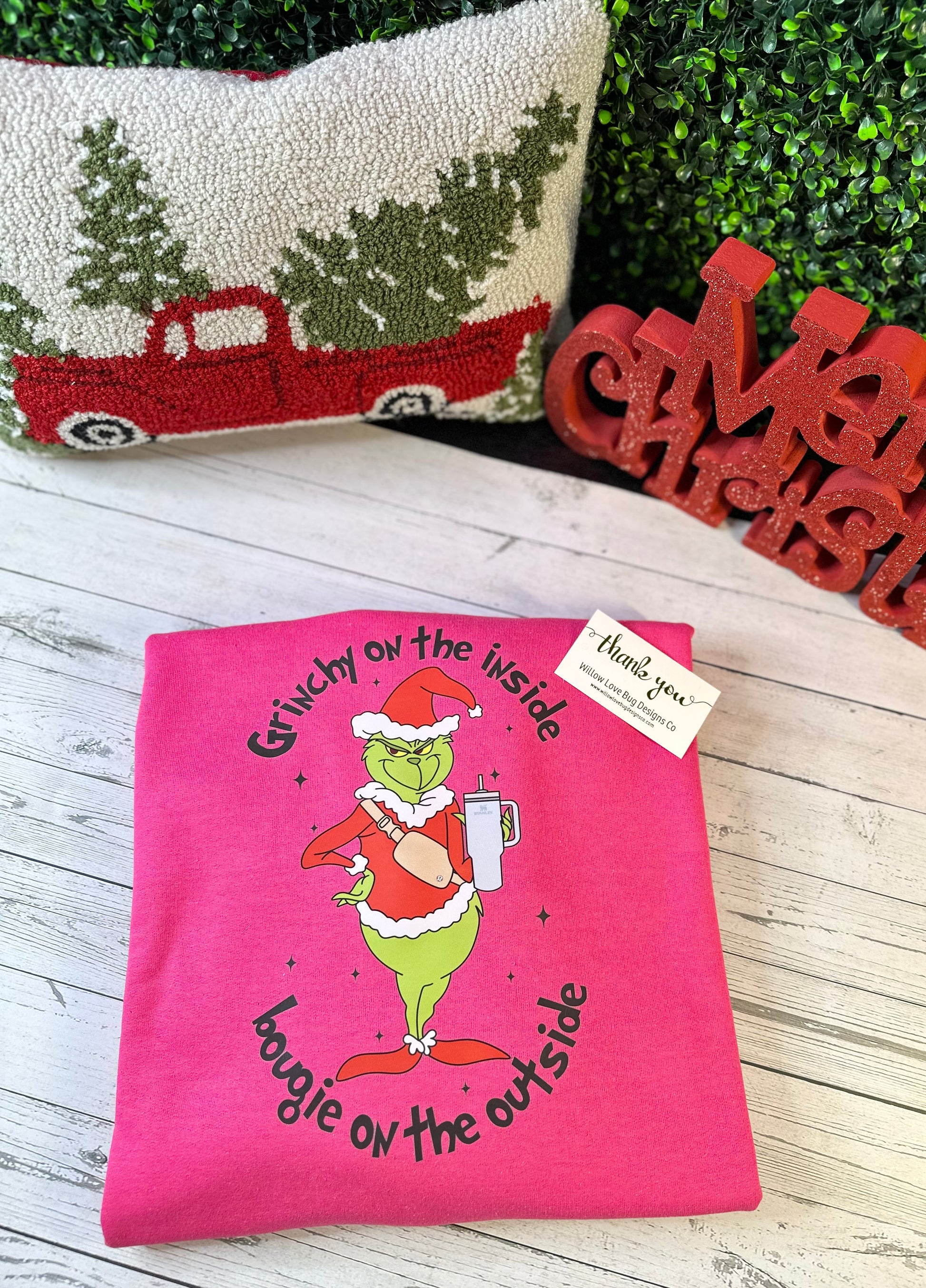 Grinch on the Inside Bougie on the Outside Crewneck - Willow Love Bug Designs 