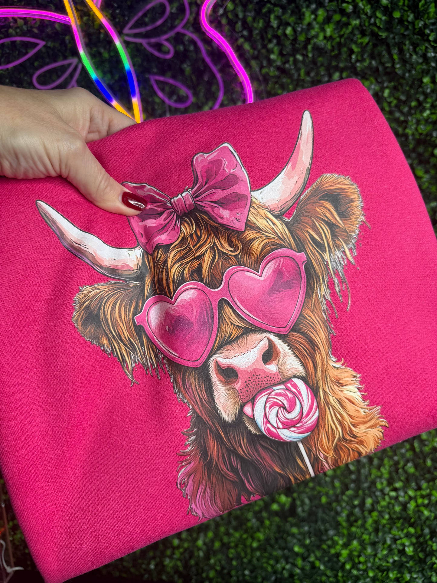 Highland Cow Valentines Crewneck Sweatshirt