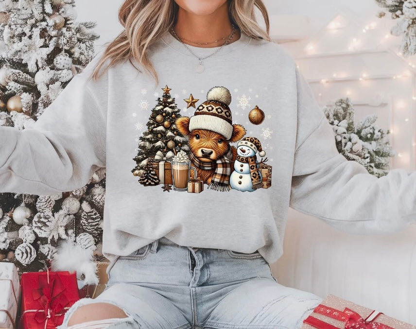 Winter Cocoa Cow Crewneck Sweatshirt