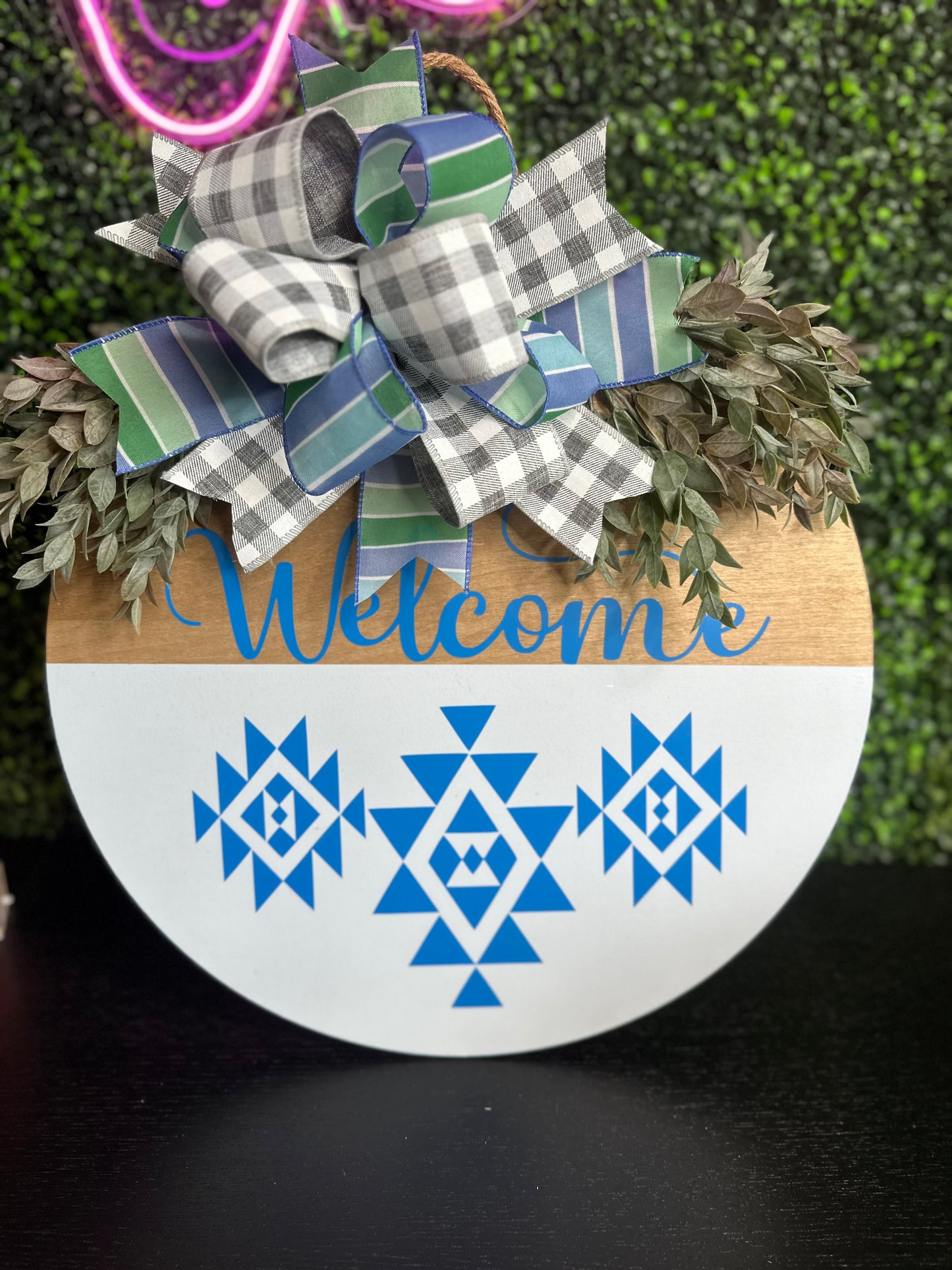 Welcome Blue Aztec