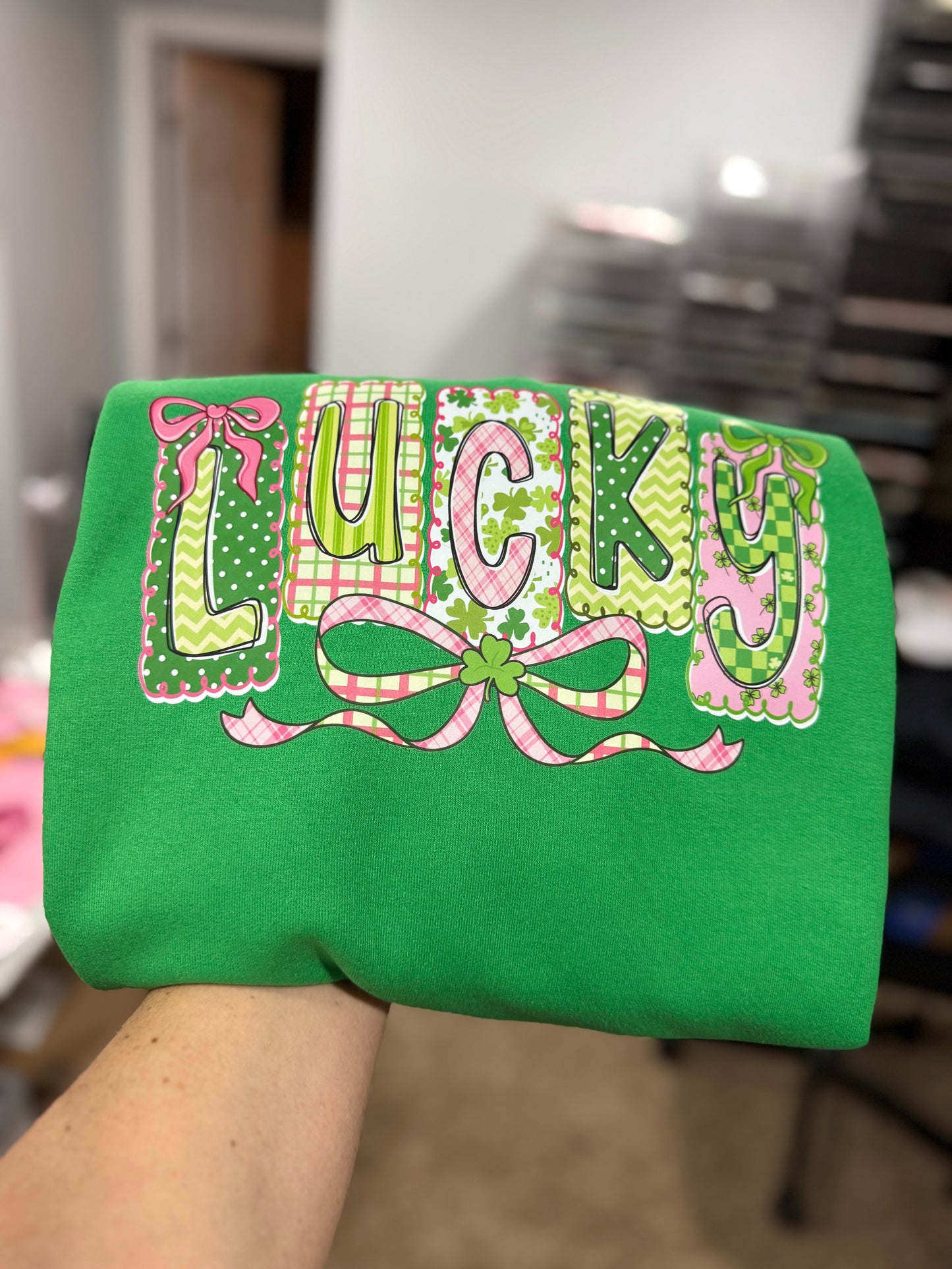 LUCKY 🍀 St. Patrick’s Day Crewneck Sweatshirt Green Gildan