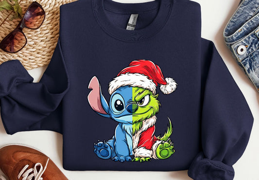 Green Man/ Blue Guy Crewneck sweatshirt navy blue