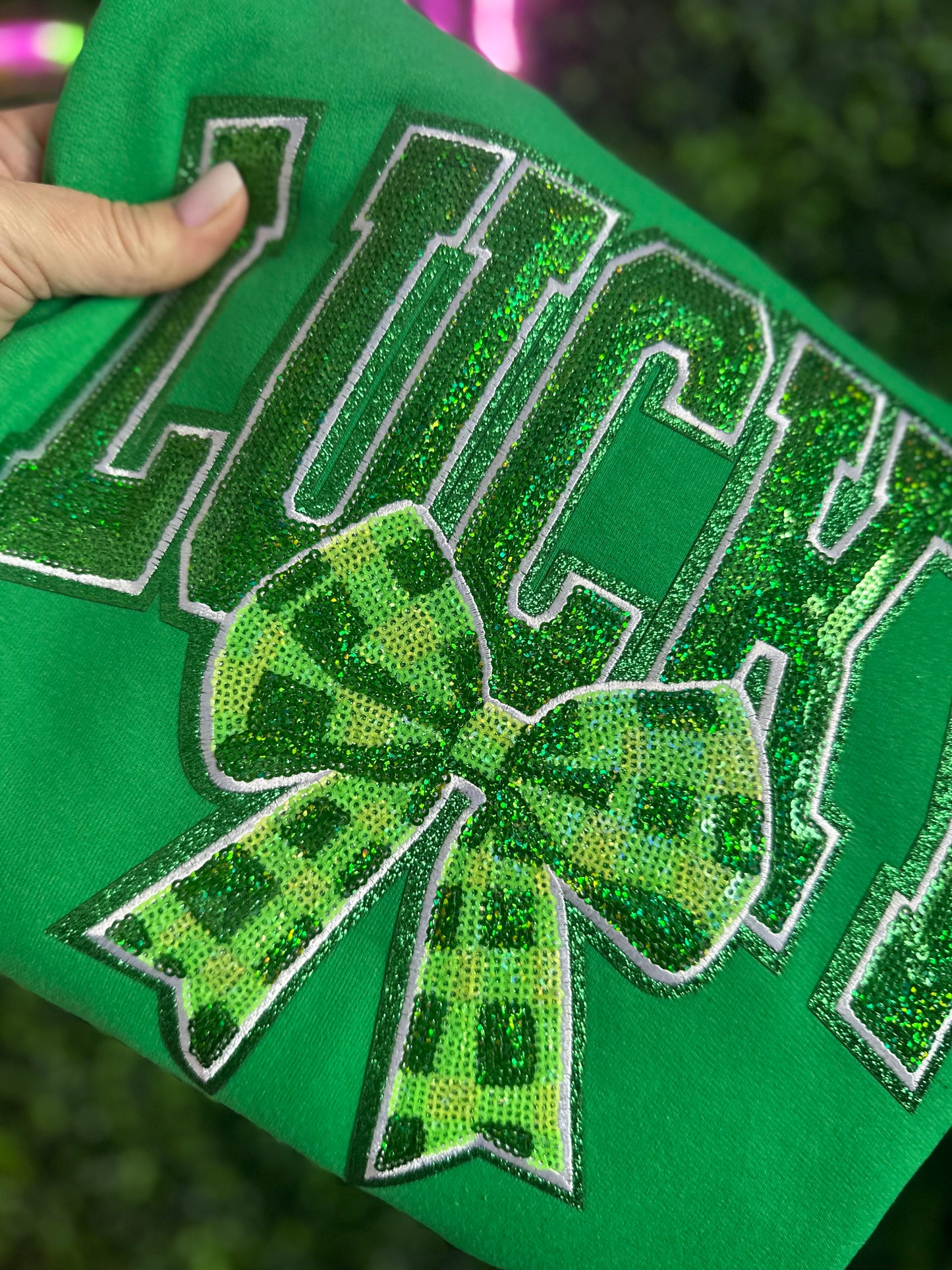 LUCKY Sequins Patch St.Patrick’s Day Sweatshirt