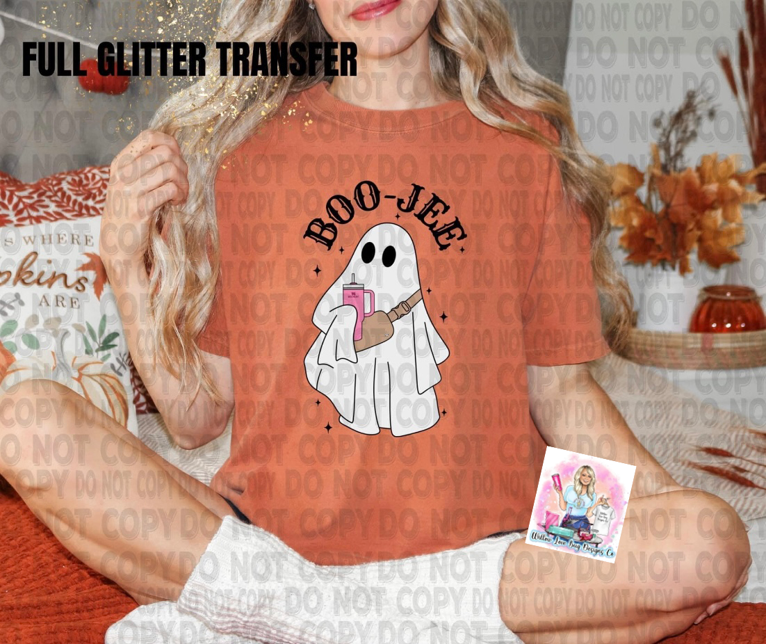 Boo-Jee Stanley Ghost Glitter Tee - Willow Love Bug Designs 