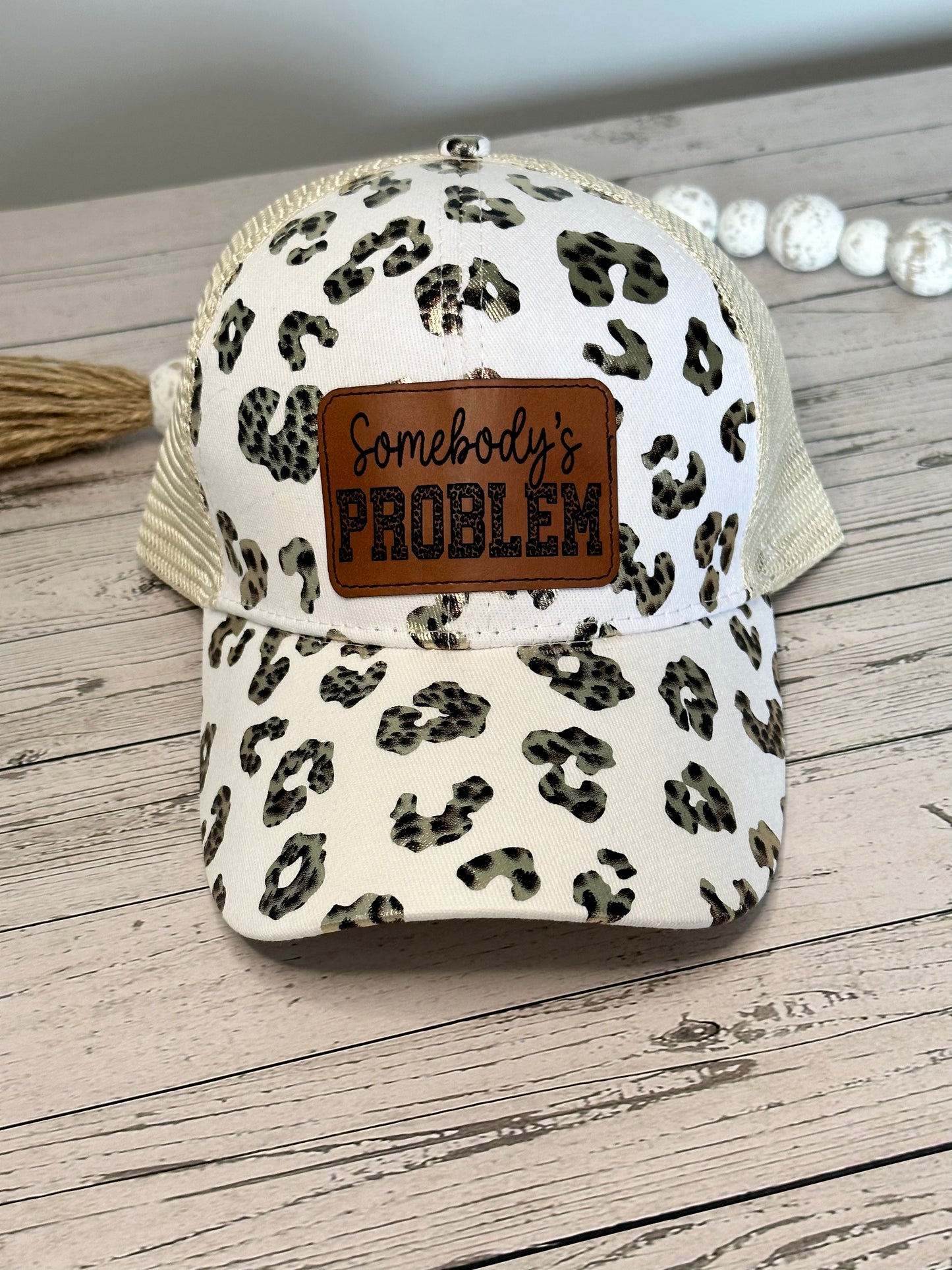 Leopard Ponytail Patch Hats - Willow Love Bug Designs 