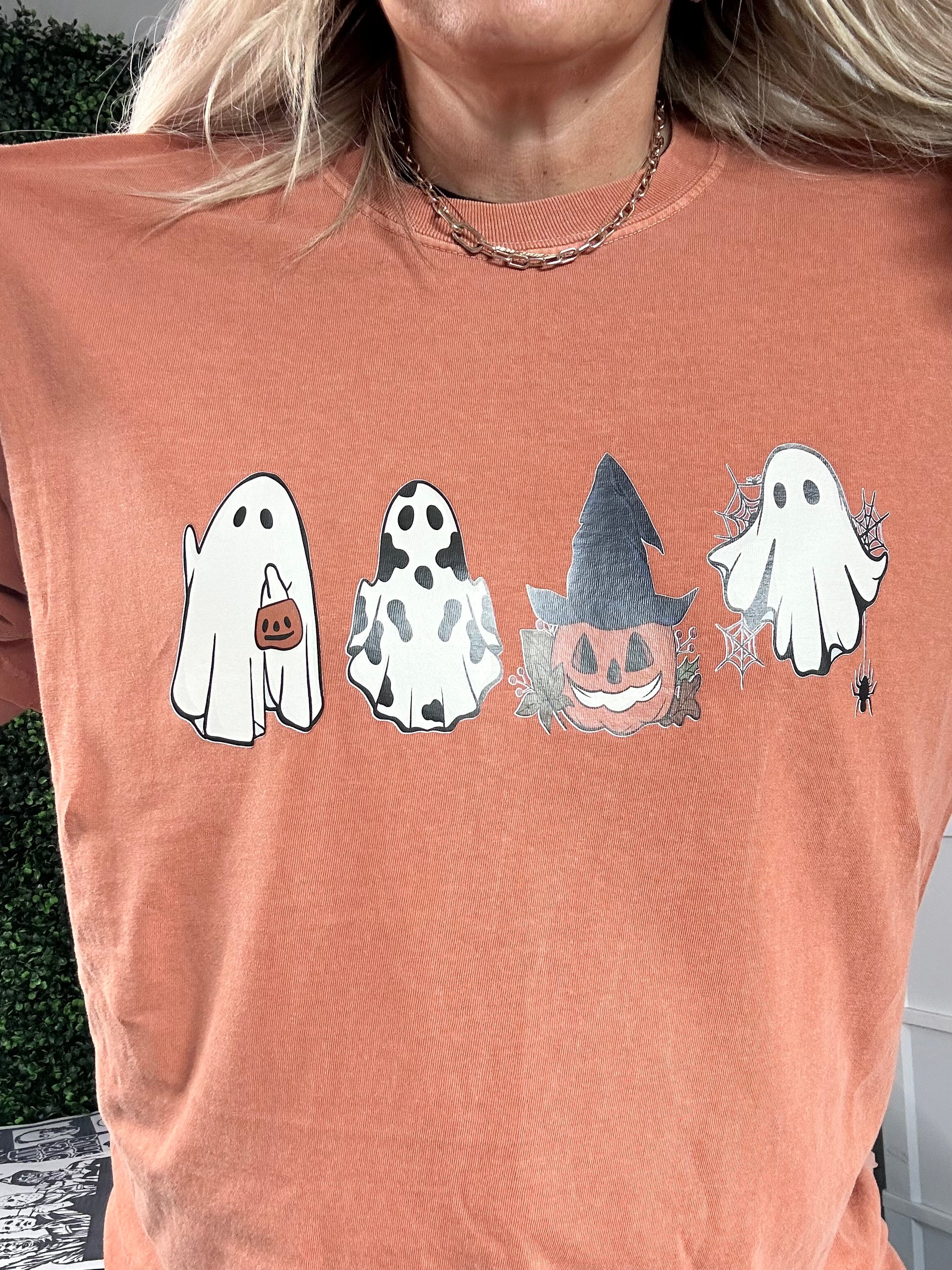 Western Ghost Friends Comfort Colors T-Shirt - Willow Love Bug Designs 