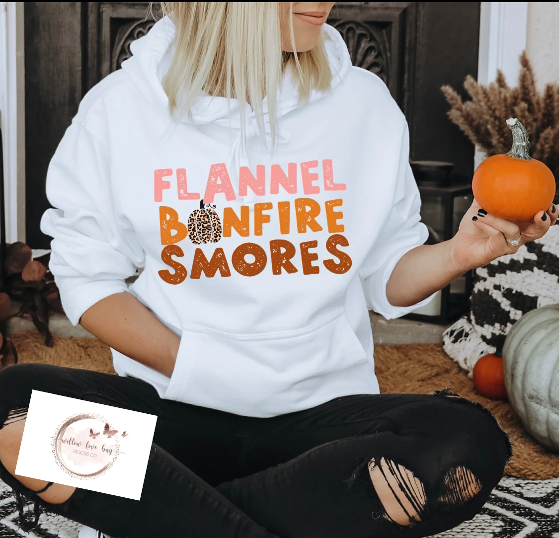 Flannel Bonfires S’mores Hoodie - Willow Love Bug Designs 