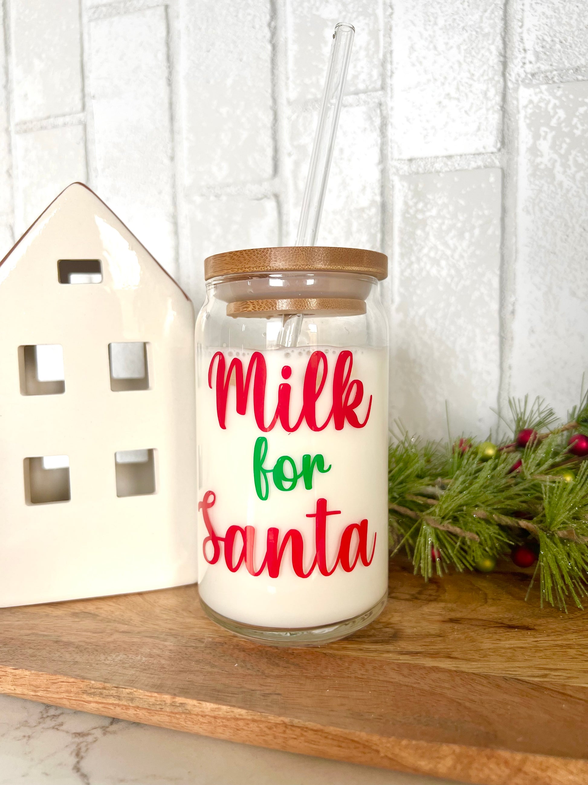 Milk For Santa 16oz Libby Glass - Willow Love Bug Designs 