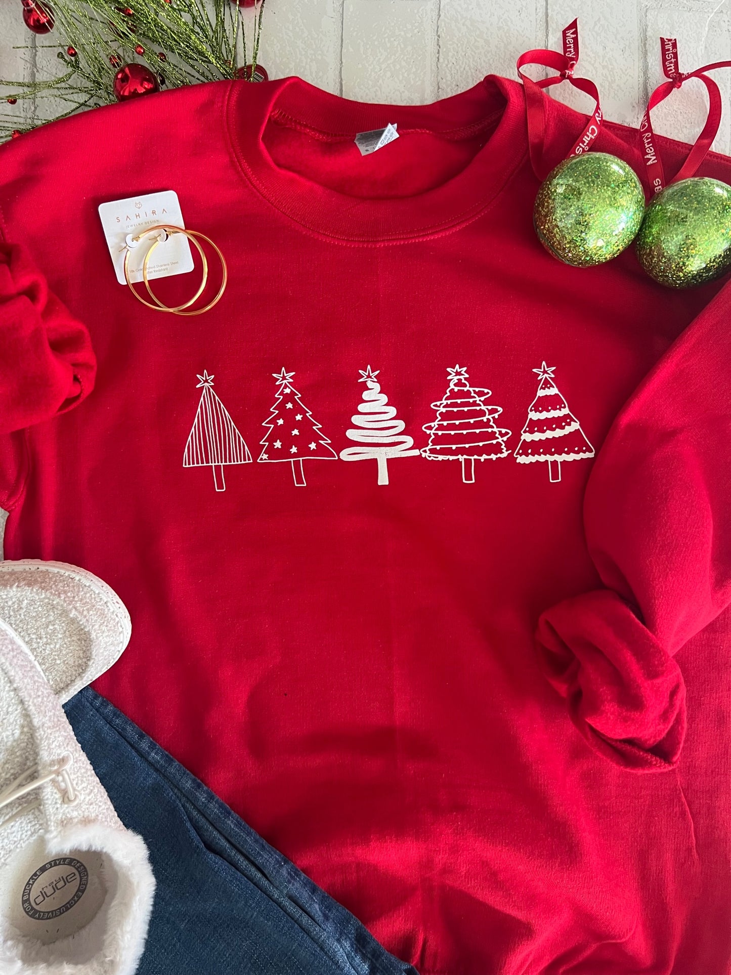 Christmas Tree Red Pullover - Willow Love Bug Designs 