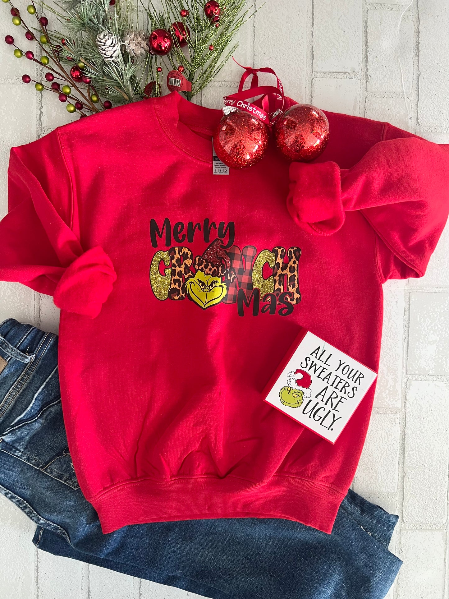 Youth Merry Grinchmas Pullover - Willow Love Bug Designs 