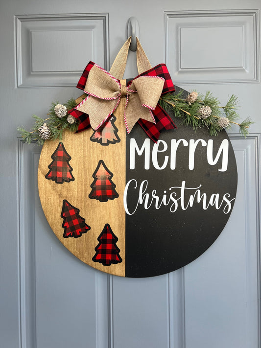 Christmas Tree Buffalo Plaid Door Hanger - Willow Love Bug Designs 