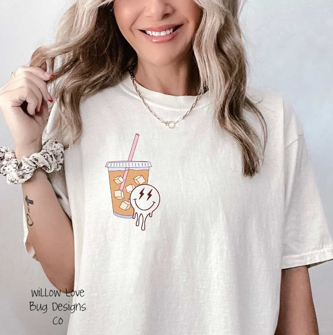Fulled By Iced Coffee & Anxiety Front & Back Tee - Willow Love Bug Designs 