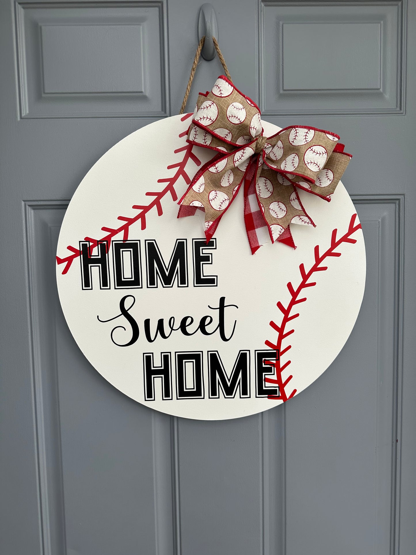 Home Sweet Home Baseball Door Hanger - Willow Love Bug Designs 