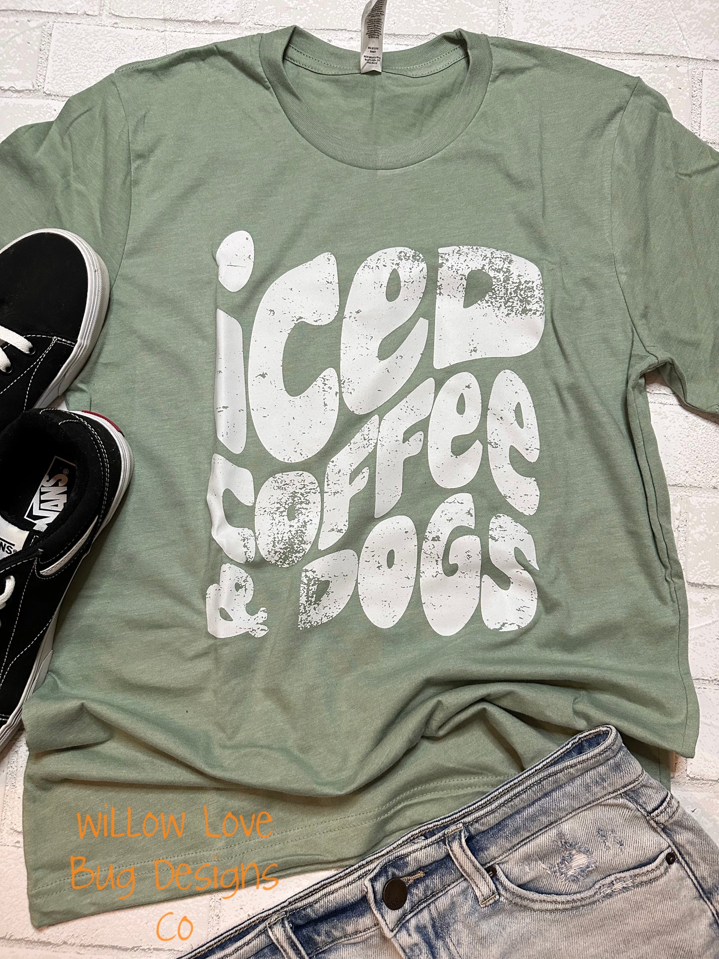 Iced Coffee & Dogs Tee - Willow Love Bug Designs 