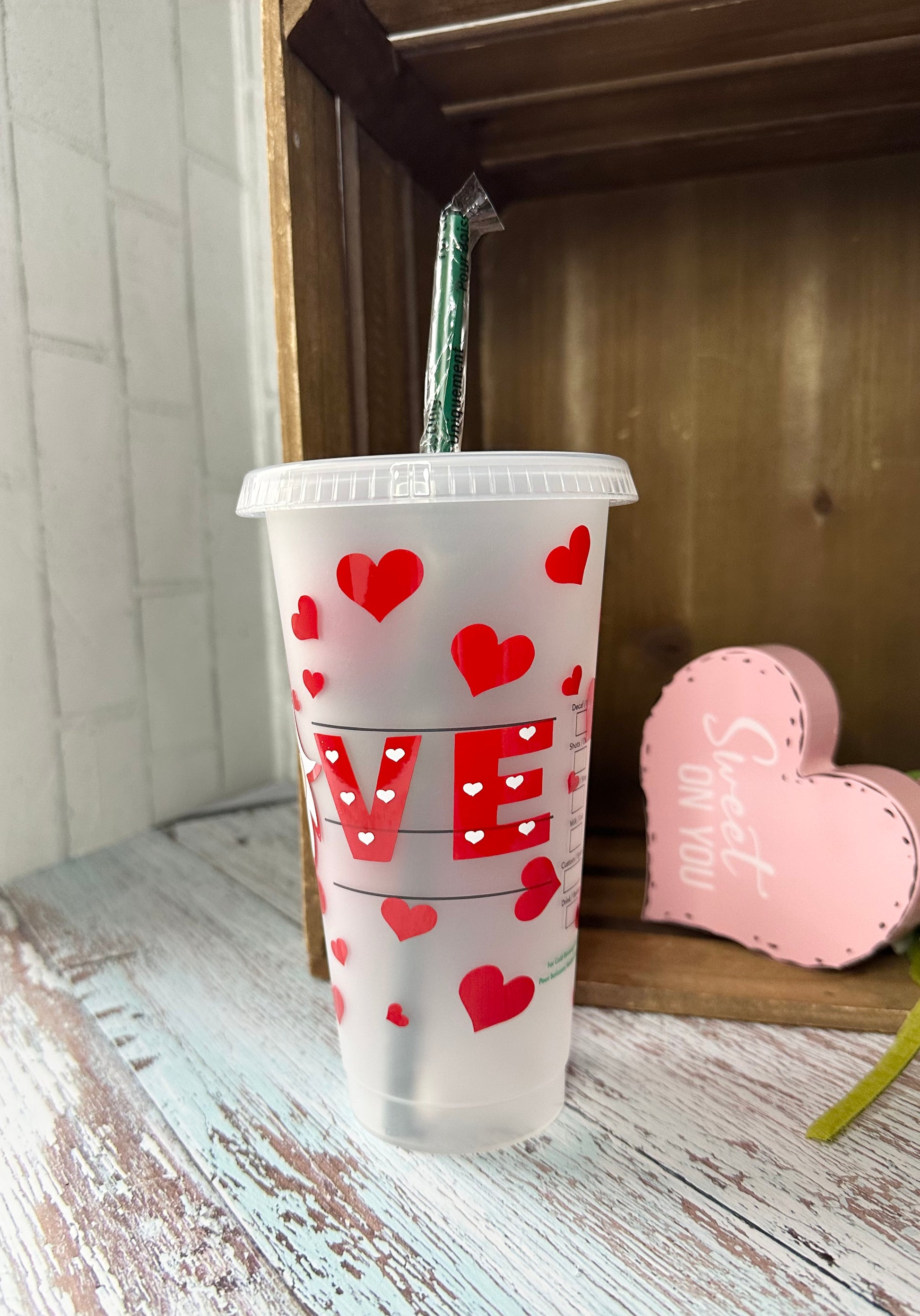 Gnome Valentines Starbies Cold Cup - Willow Love Bug Designs 