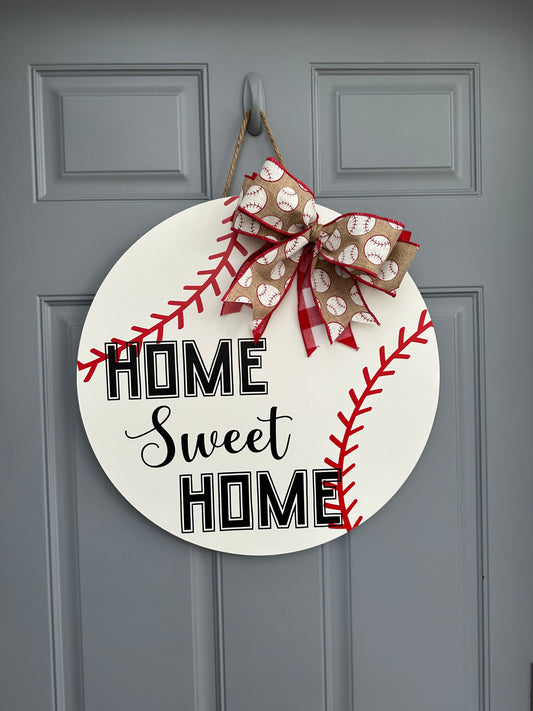 Home Sweet Home Baseball Door Hanger - Willow Love Bug Designs 